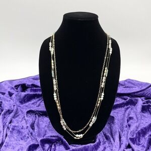 Massini Women Long Necklace One Size‎ Gold Minty Fresh Beaded Layered Chain